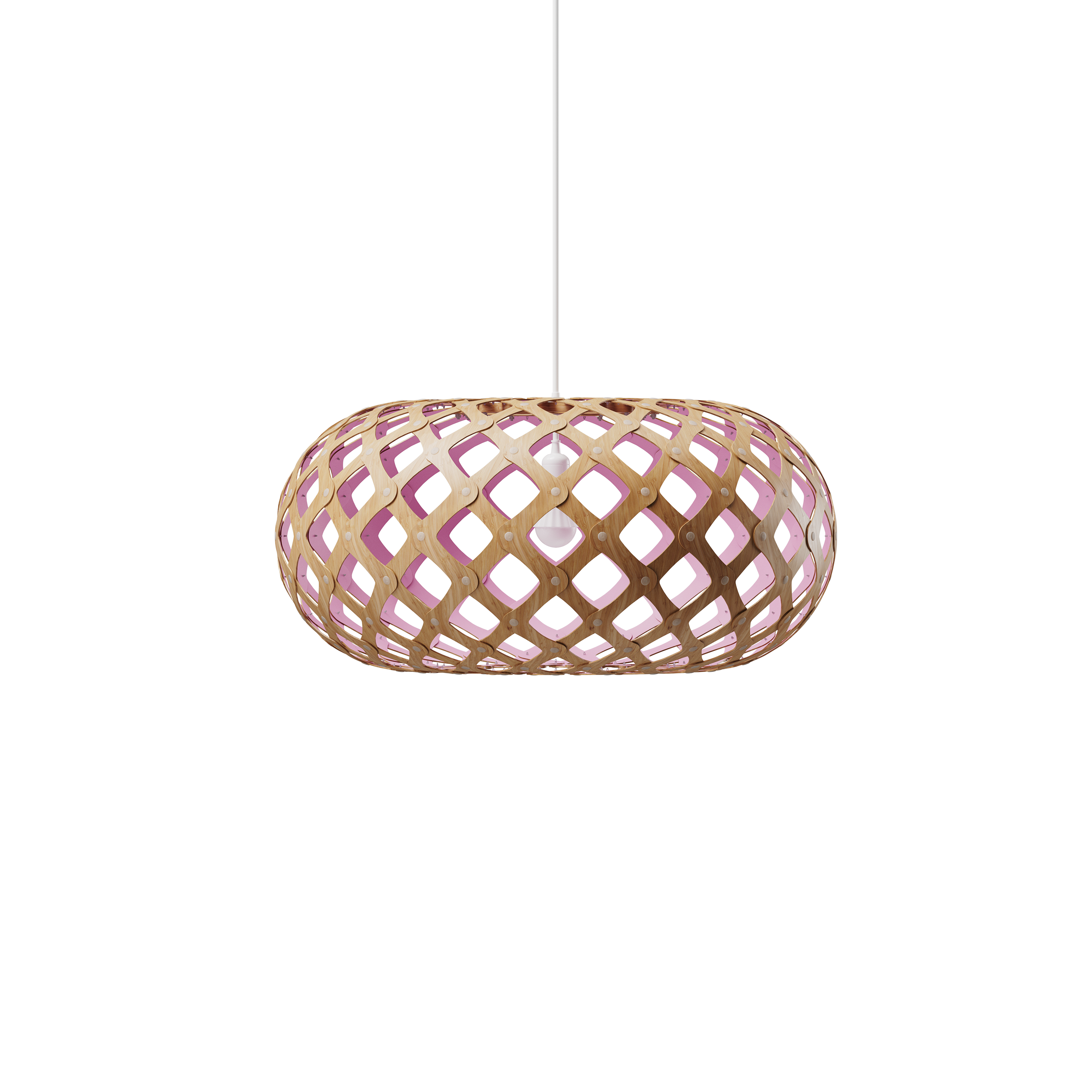 Kina Seconds pendant light in Pink by David Trubridge